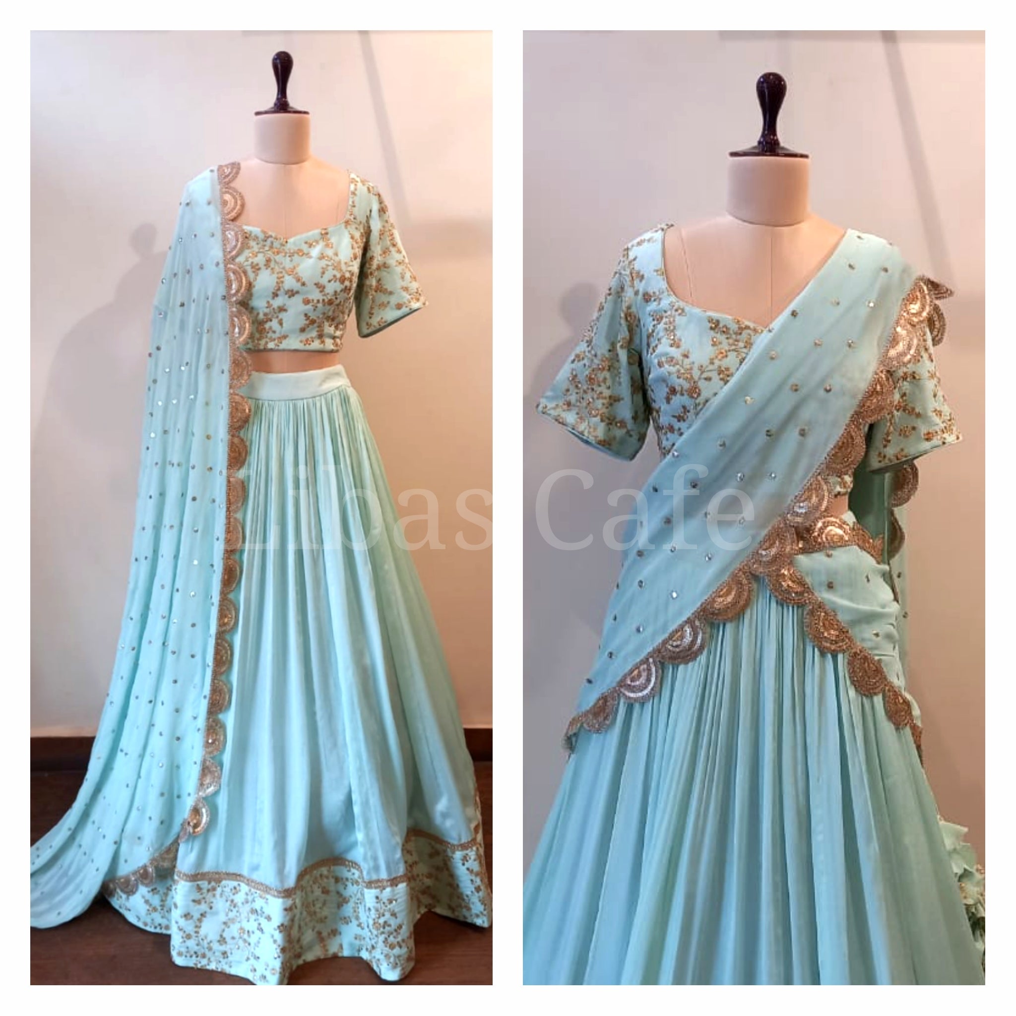 Mint Green Zari Embroidred Lehenga